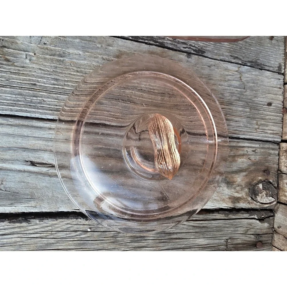 Planters Pennant 5 Cent Salted Peanuts Pink Glass Jar Mr Peanut Lid Finial 13